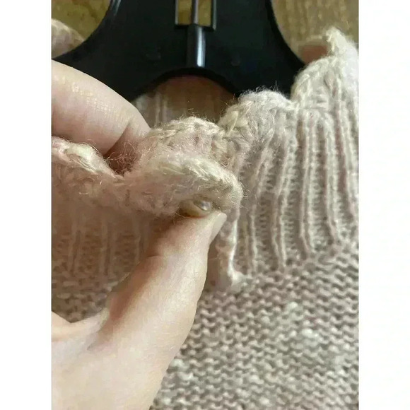 Vintage Ashley S Pink White Heathered Knit Sweater With Pearl Button Mock Neck S - Picture 9 of 14